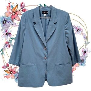 80s 90s Sag Harbor Dusty Powder Blue Boyfriend Blazer • New Wave Miami Vice